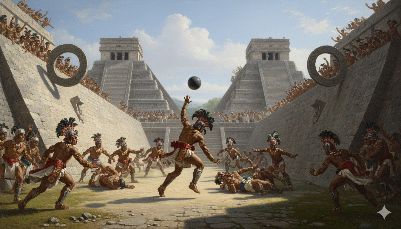 Gravura de uma partida de futebol medieval em uma praça pública