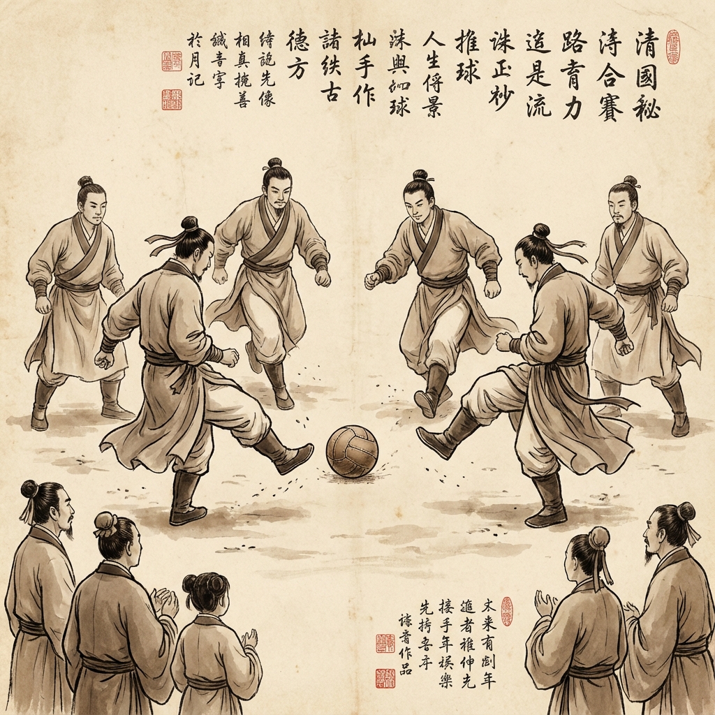 Ilustração do antigo jogo Cuju na China